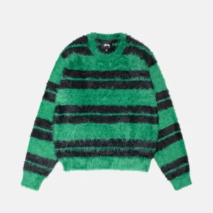 hairy-stripe-crew-sweater-black-green